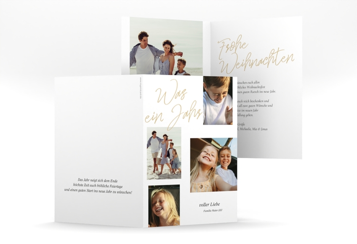 Weihnachtskarte Jahresrückblick A6 Klappkarte hoch weiss