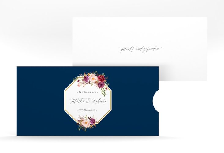 Hochzeitseinladung Prachtvoll Einsteckkarte blau