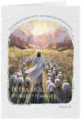 Trauerkarte Hirte A6 Klappkarte hoch weiss