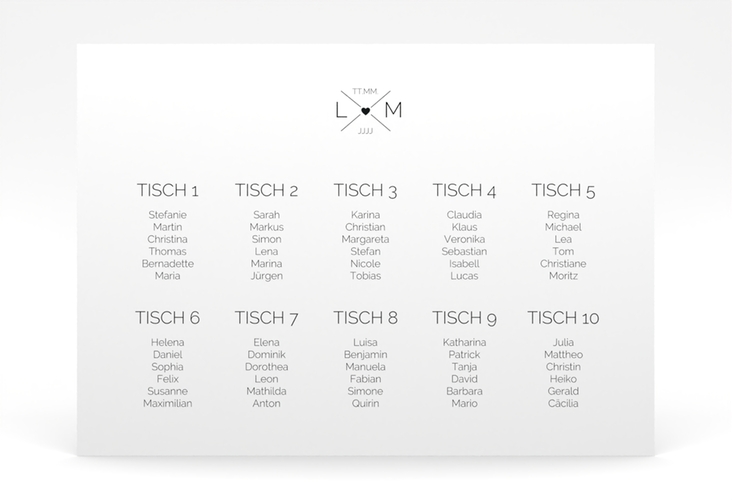 Sitzplan Poster Hochzeit Initials 70 x 50 cm Poster mit Initialen im minimalistischen Design