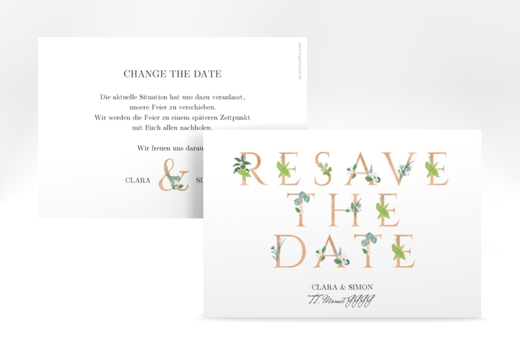 Change the Date-Karte Greens A6 Karte quer gold