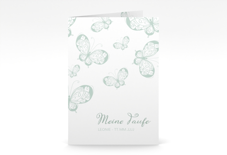 Taufeinladung Protection A6 Klappkarte hoch mint