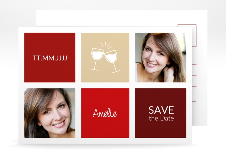 Save the Date-Postkarte Geburtstag Celebration A6 Postkarte rot