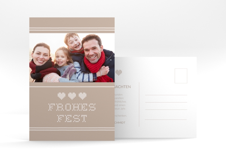 Weihnachtskarte Stitch A6 Postkarte beige