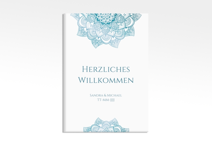 Willkommensschild Hochzeit Delight 50 x 70 cm Leinwand tuerkis