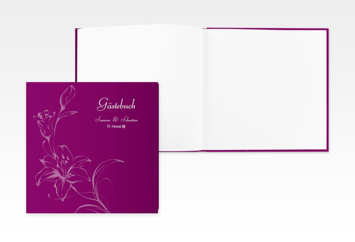 Gästebuch Creation Lille 20 x 20 cm, Hardcover pink romantisch mit Schmetterlingen