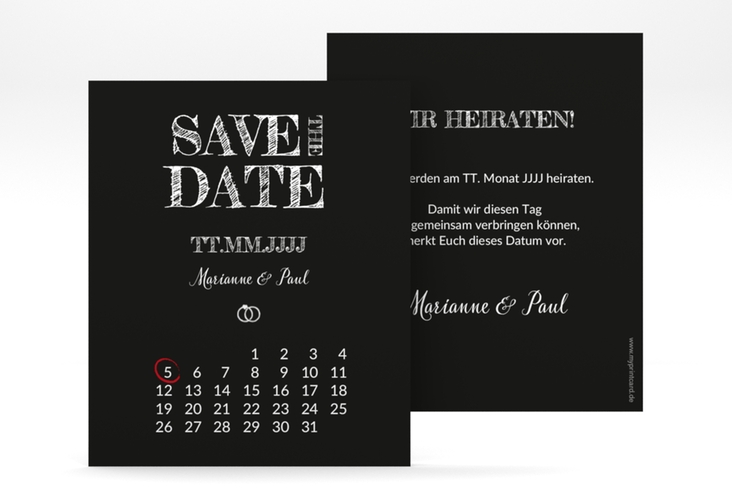 Save the Date-Kalenderblatt Rise Kalenderblatt-Karte schwarz
