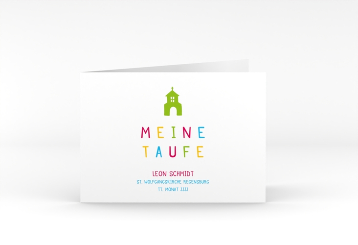 Einladung Taufe Chapel A6 Klappkarte quer hochglanz