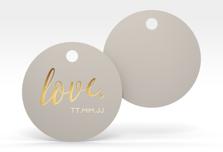 Geschenkanhänger Hochzeit Glam Geschenkanhänger, rund grau