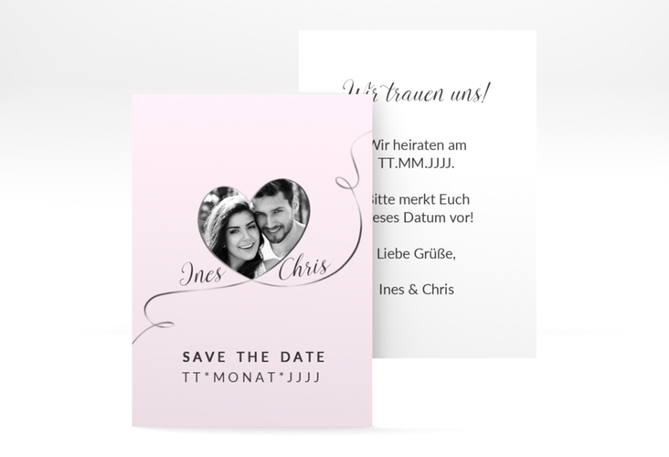 Save the Date-Visitenkarte Dolce Visitenkarte hoch rosa