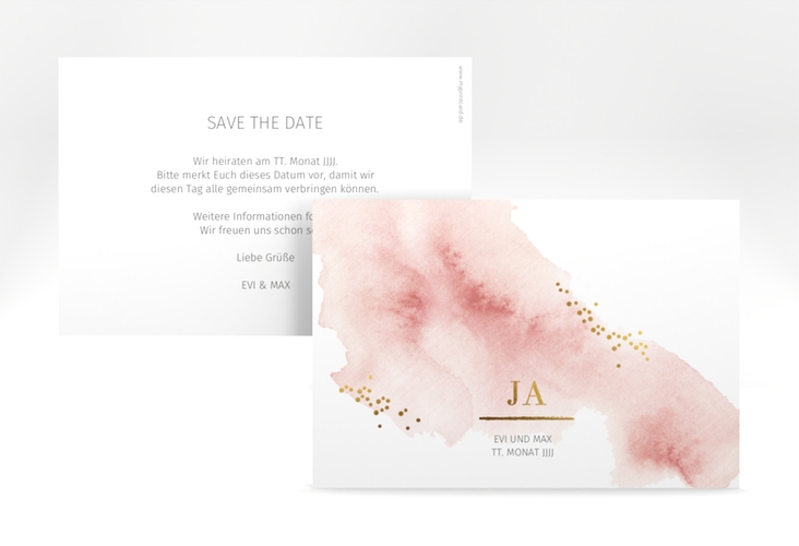 Save the Date-Karte Pastell A6 Karte quer rosa hochglanz