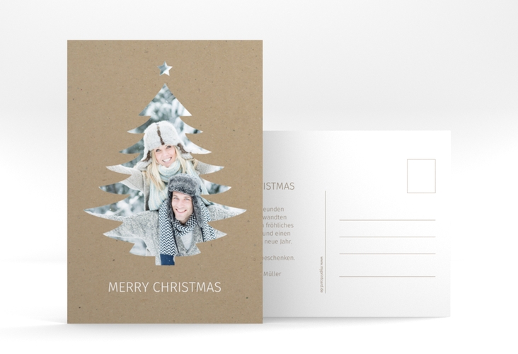 Weihnachtskarte Tanne A6 Postkarte Kraftpapier hochglanz