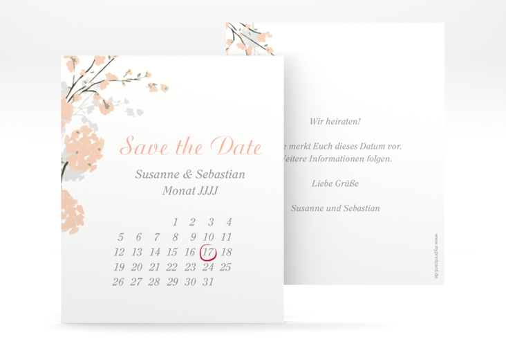 Save the Date-Kalenderblatt Salerno Kalenderblatt-Karte apricot hochglanz