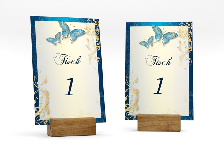 Tischnummer Hochzeit Toulouse Tischaufsteller blau