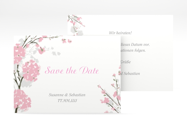 Save the Date-Visitenkarte Salerno Visitenkarte quer rosa hochglanz