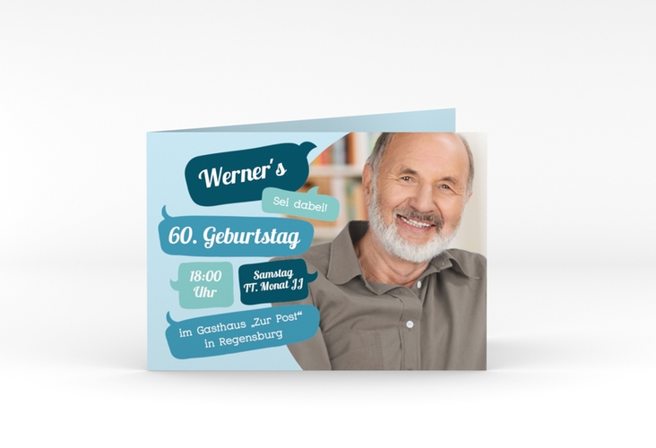 Einladung 60. Geburtstag Whatsup A6 Klappkarte quer