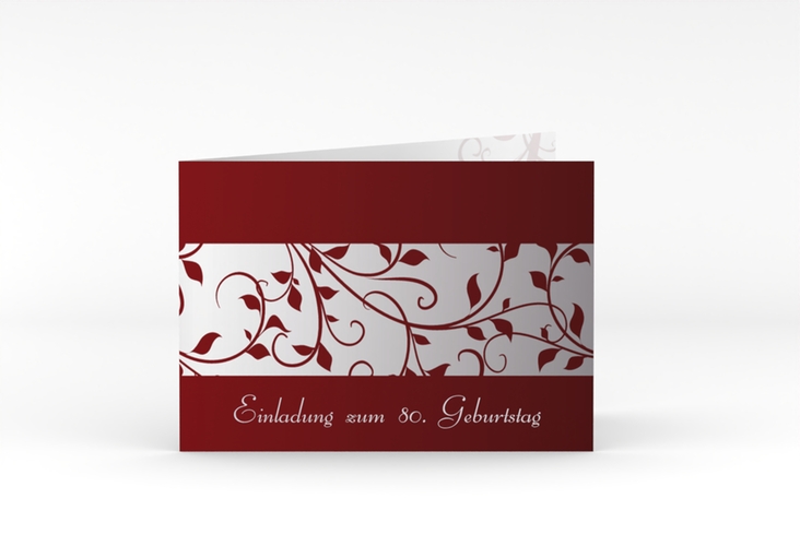 Einladung 80. Geburtstag Hermann/Hermine A6 Klappkarte quer rot