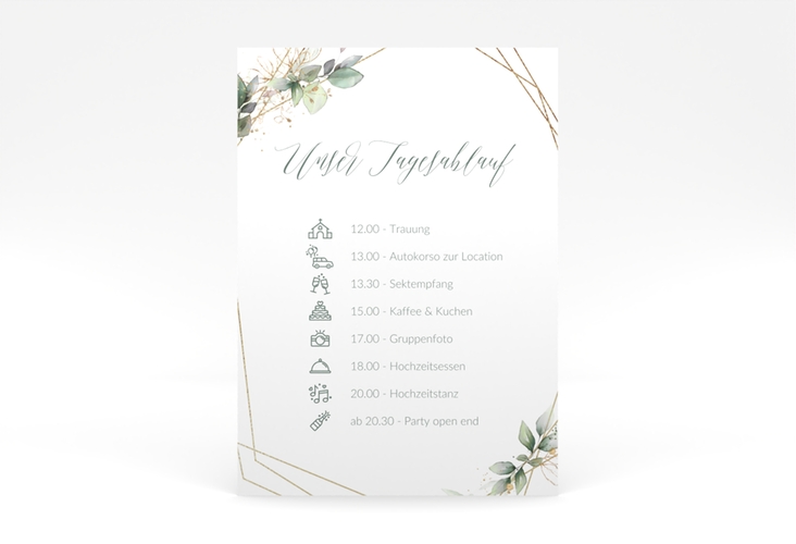 Tagesablauf Poster Hochzeit Greenish 50 x 70 cm Poster
