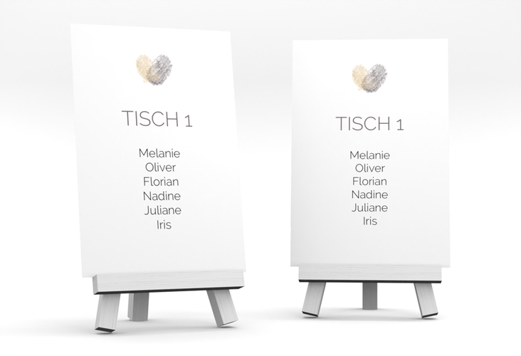 Tischaufsteller Hochzeit Fingerprint Tischaufsteller beige schlicht mit Fingerabdruck-Motiv