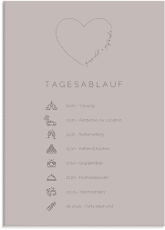 Klick: Details zu Tagesablauf Leinwand Hochzeit "Lebenstraum" anzeigen Tagesablauf Leinwand Hochzeit Lebenstraum 50 x 70 cm Leinwand grau