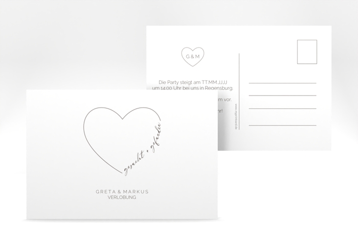 Verlobungskarte Hochzeit Lebenstraum A6 Postkarte weiss