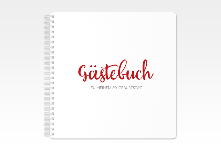 Gästebuch Geburtstag Handwriting Ringbindung rot