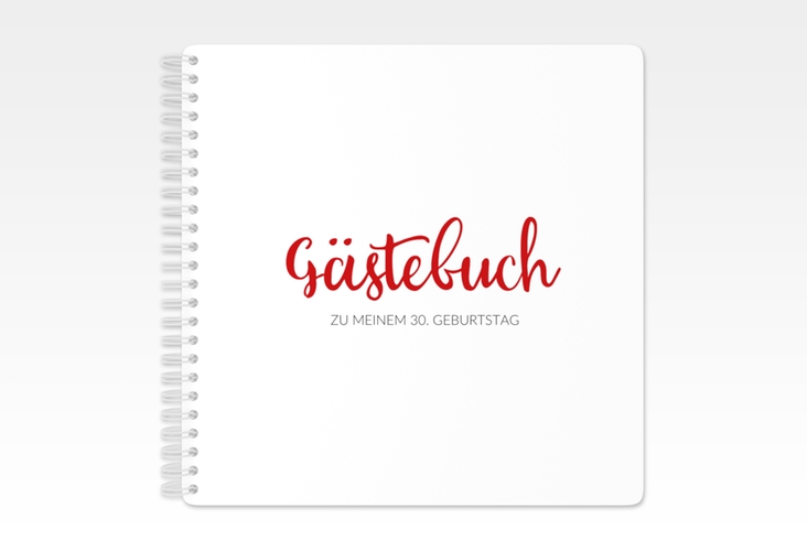 Gästebuch Geburtstag Handwriting Ringbindung rot