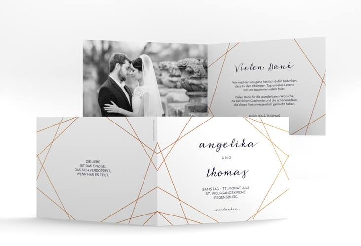 Danksagungskarte Hochzeit Asymmetry A6 Klappkarte quer weiss hochglanz