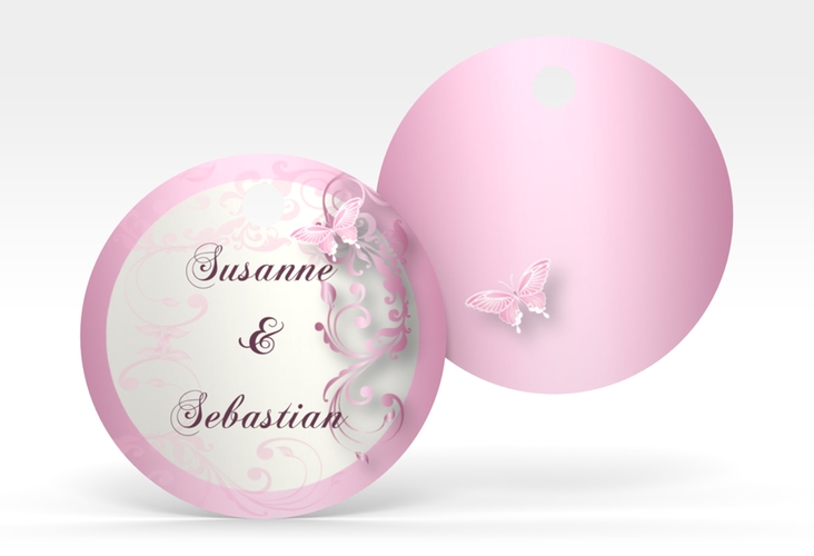 Geschenkanhänger Hochzeit Toulouse Geschenkanhänger, rund rosa hochglanz