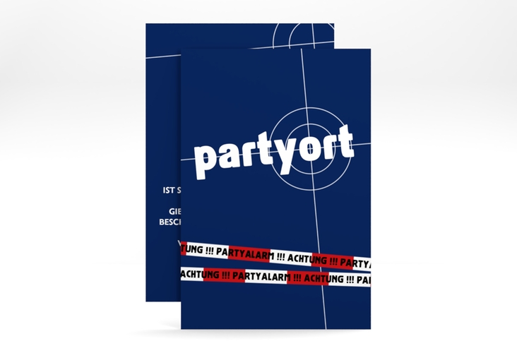 Einladungskarte Partyort A6 Karte hoch blau hochglanz