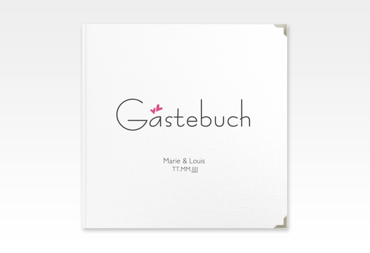 Gästebuch Selection Hochzeit Twohearts Leinen-Hardcover pink