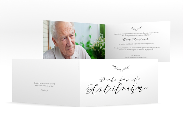 Danksagungskarte Trauer Horizont lange Klappkarte quer weiss in Aquarell-Optik