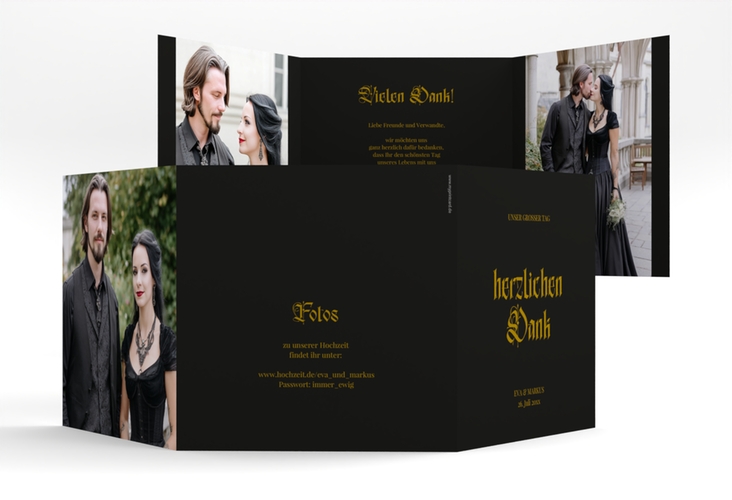 Danksagungskarte Hochzeit Wednesday quadr. Doppel-Klappkarte schwarz