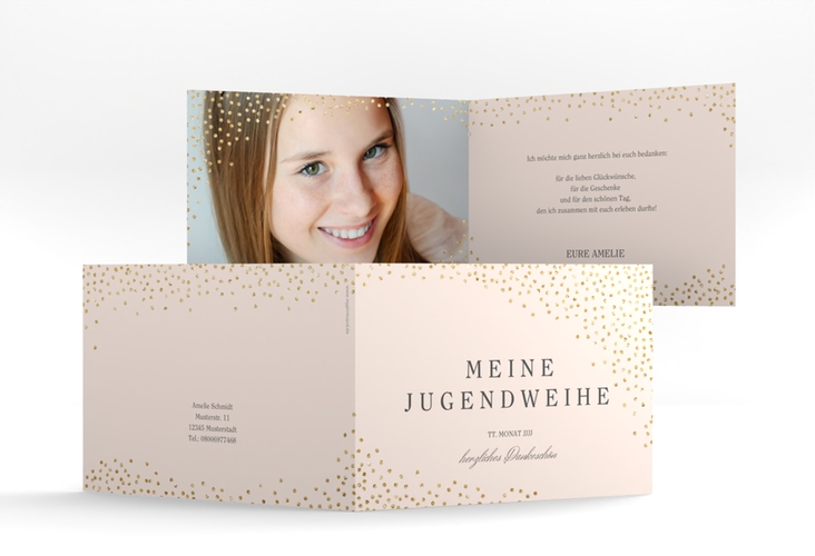Danksagung Jugendweihe Glossa A6 Klappkarte quer rosa