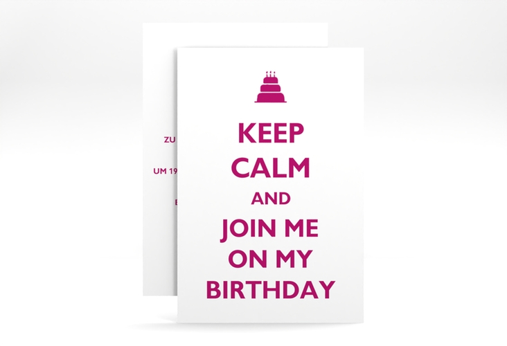 Einladung Geburtstag KeepCalm A6 Karte hoch weiss