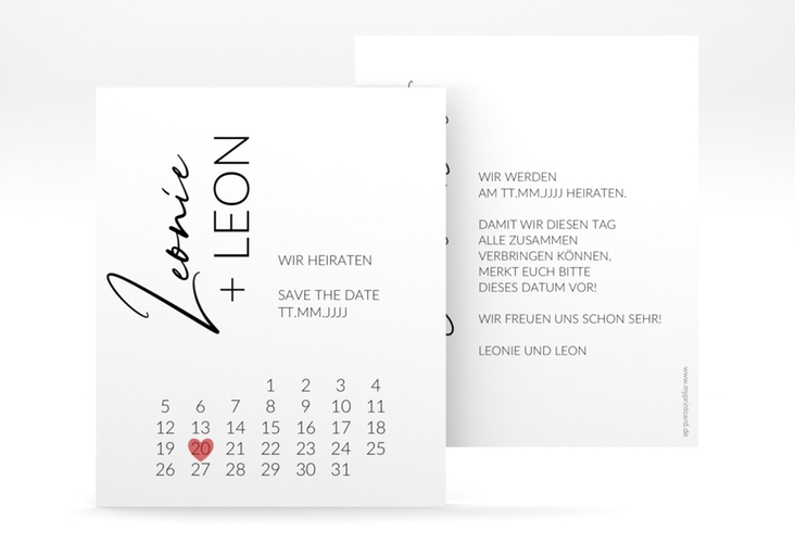 Save the Date-Kalenderblatt Your Name Kalenderblatt-Karte