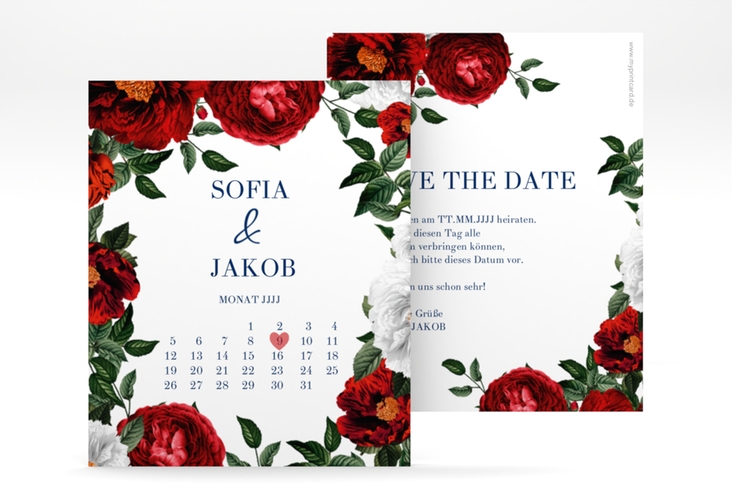 Save the Date-Kalenderblatt Florista Kalenderblatt-Karte weiss hochglanz