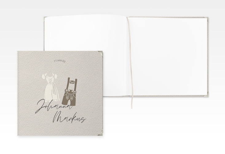 Gästebuch Selection Hochzeit Trachtenhochzeit Leinen-Hardcover beige mit Dirndl und Lederhose
