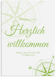 Willkommensschild Leinwand Windrose 50 x 70 cm Leinwand gruen