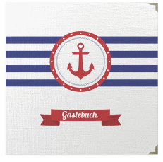 Gästebuch Selection Geburtstag Ahoi Leinen-Hardcover blau maritim mit Anker