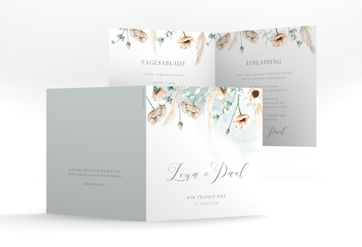 Hochzeitseinladung Anemone quadr. Klappkarte mint hochglanz