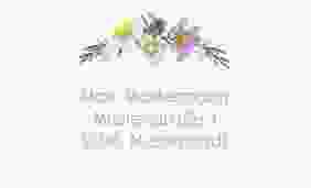 Empfängeretikett Hochzeit Blumengarten 63,5 x 38,1 mm bunt mit Blumenkranz und Hummel