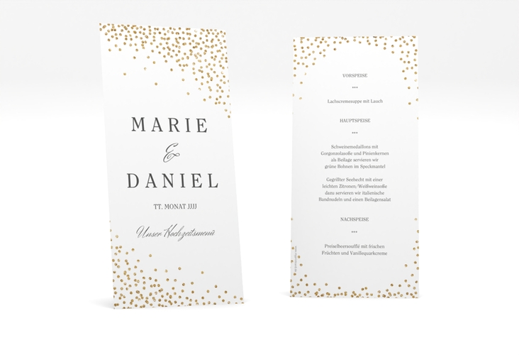 Menükarte Hochzeit Glitter lange Karte hoch
