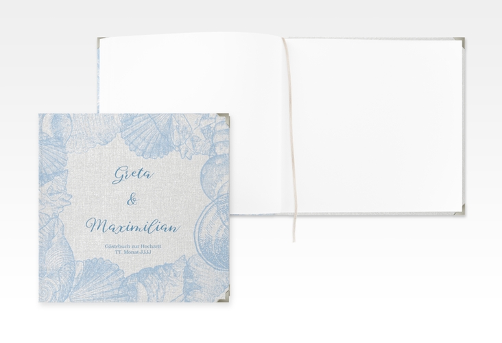 Gästebuch Selection Hochzeit Muschelreich Leinen-Hardcover blau