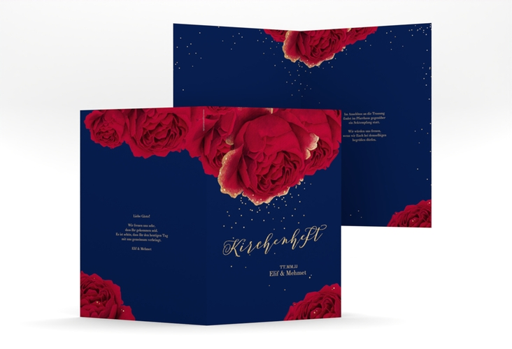 Kirchenheft Hochzeit Cherie A5 Klappkarte hoch blau hochglanz
