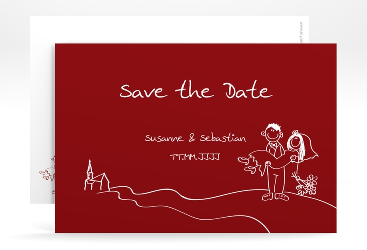 Save the Date-Karte Hochzeit Pisa A6 Karte quer rot hochglanz
