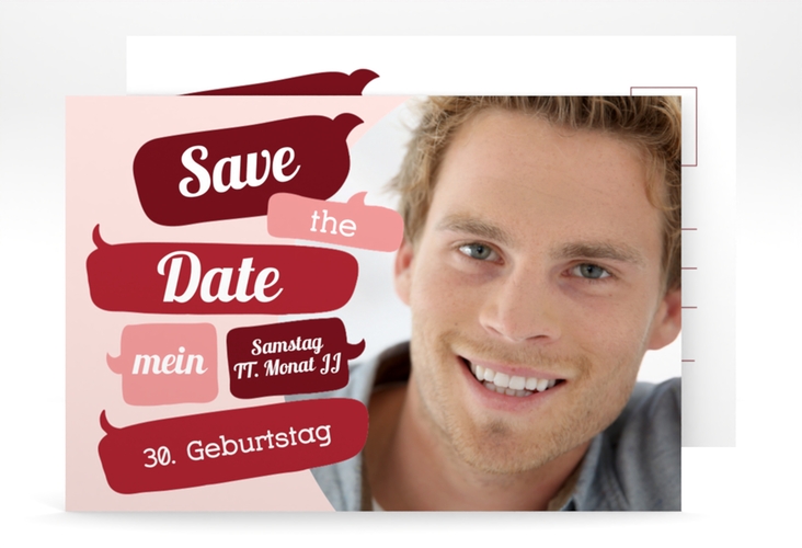 Save the Date-Postkarte Geburtstag Whatsup A6 Postkarte rot