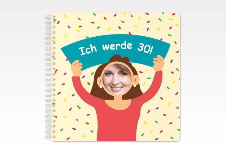 Gästebuch Geburtstag Comic Woman Ringbindung beige