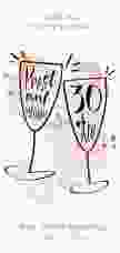 Einladung 30. Geburtstag Sektgläser lange Karte hoch rot