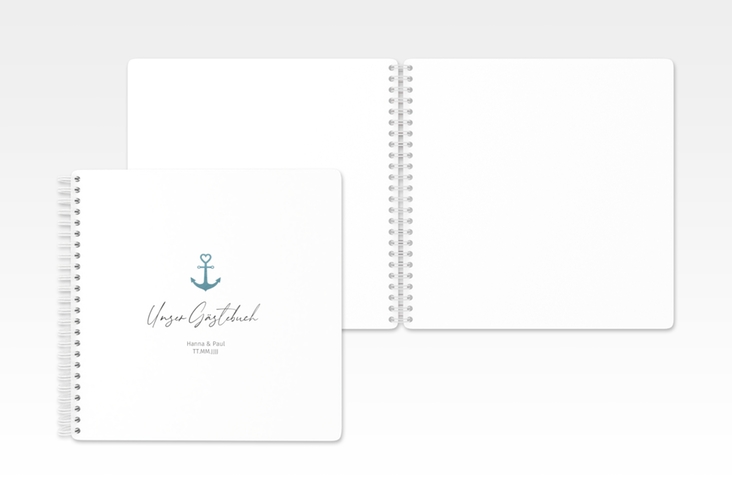 Gästebuch Hochzeit Ankerliebe Ringbindung im minimalistischen maritimen Design mit Anker